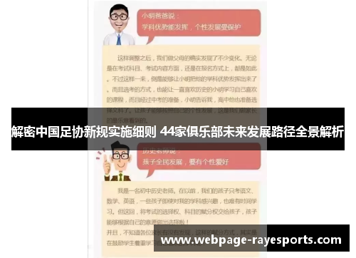 解密中国足协新规实施细则 44家俱乐部未来发展路径全景解析